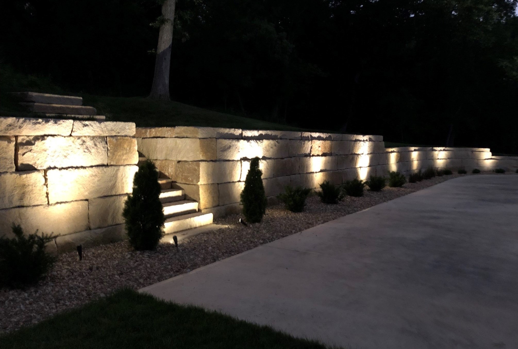 Morton Building retaining wall at Hidden Timber Farm horse pasture boarding
