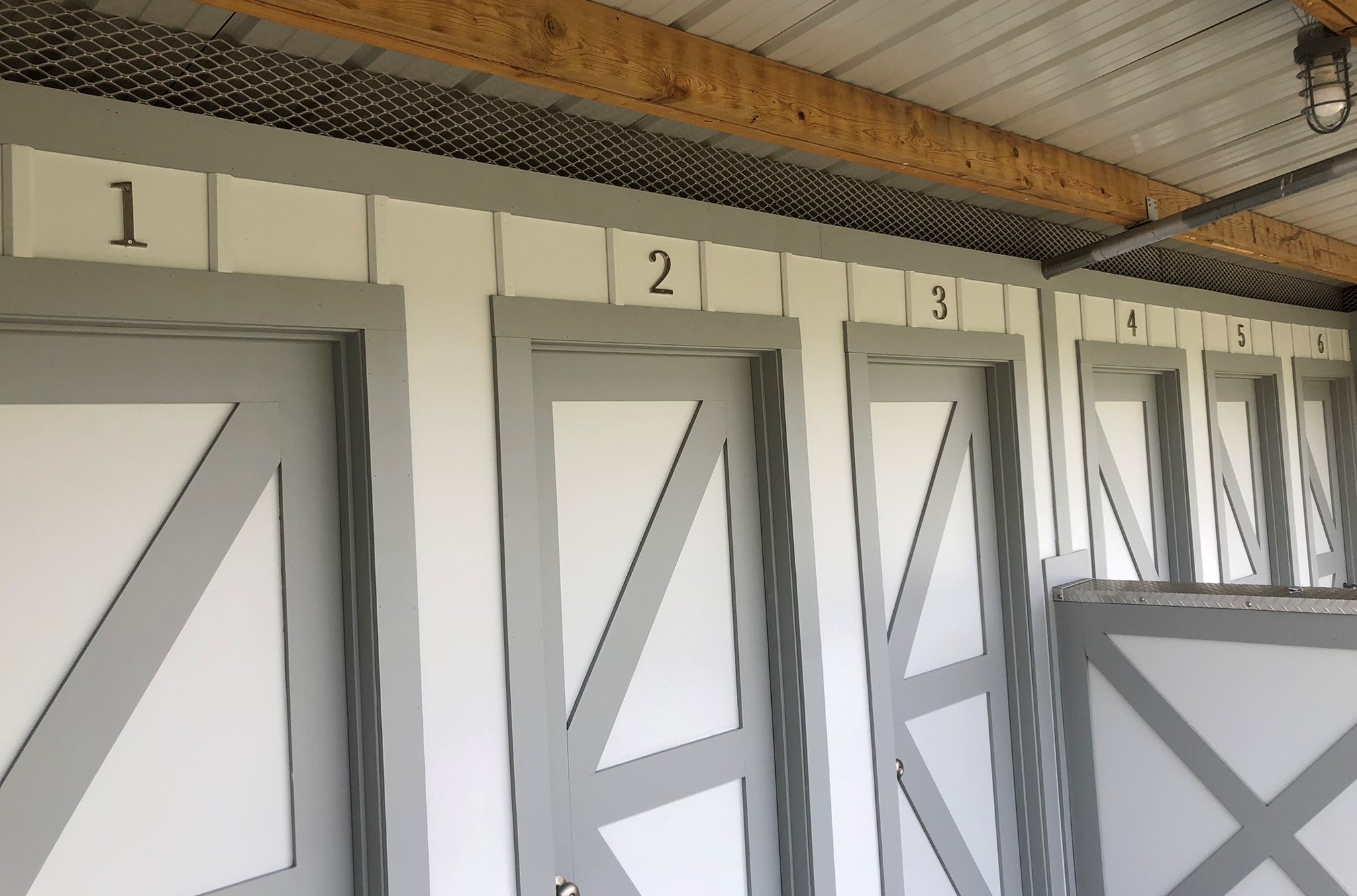 Tack lockers at Hidden Timber Farm horse pasture boarding